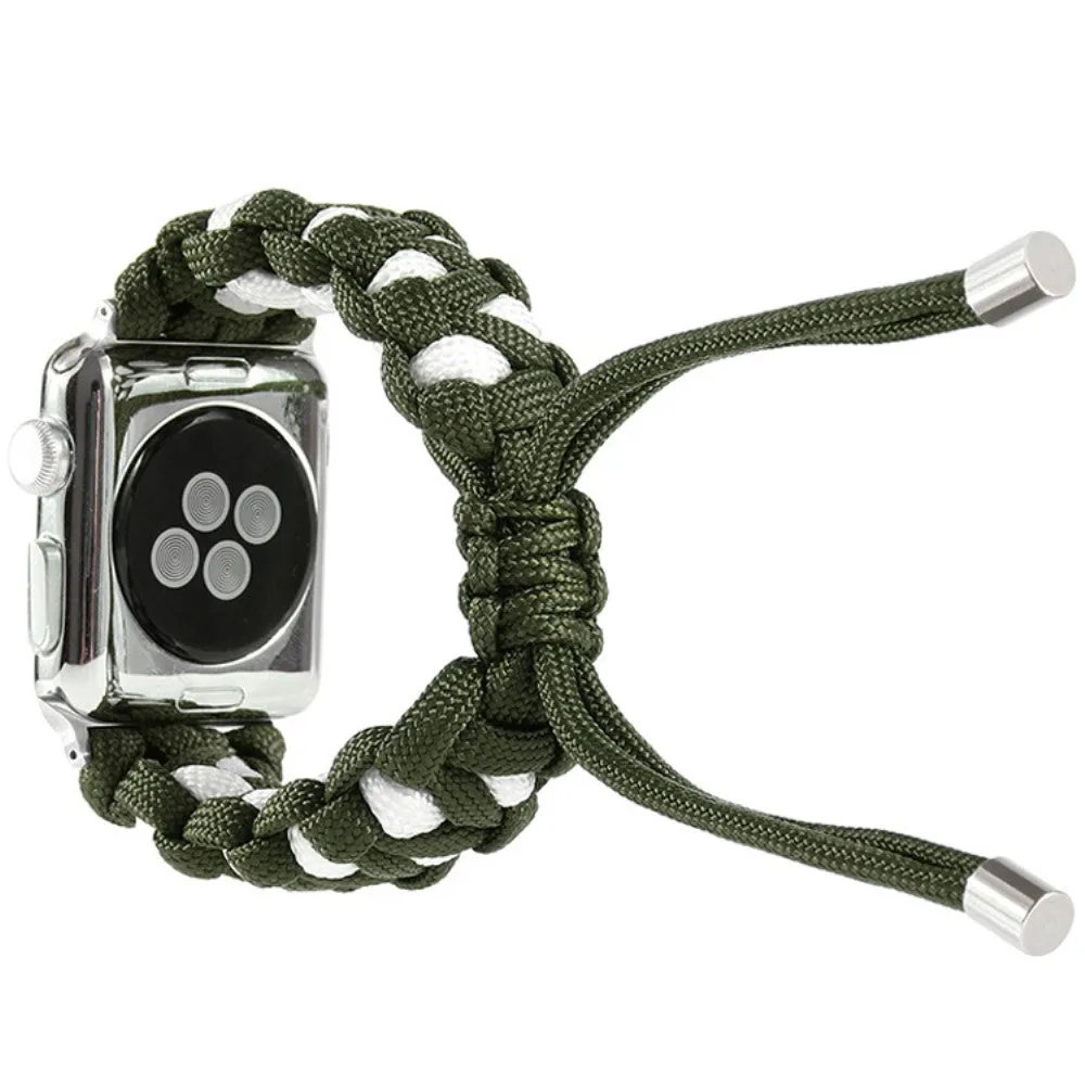 Apple Watch (45mm) unique nylon watch strap - Army Green / White