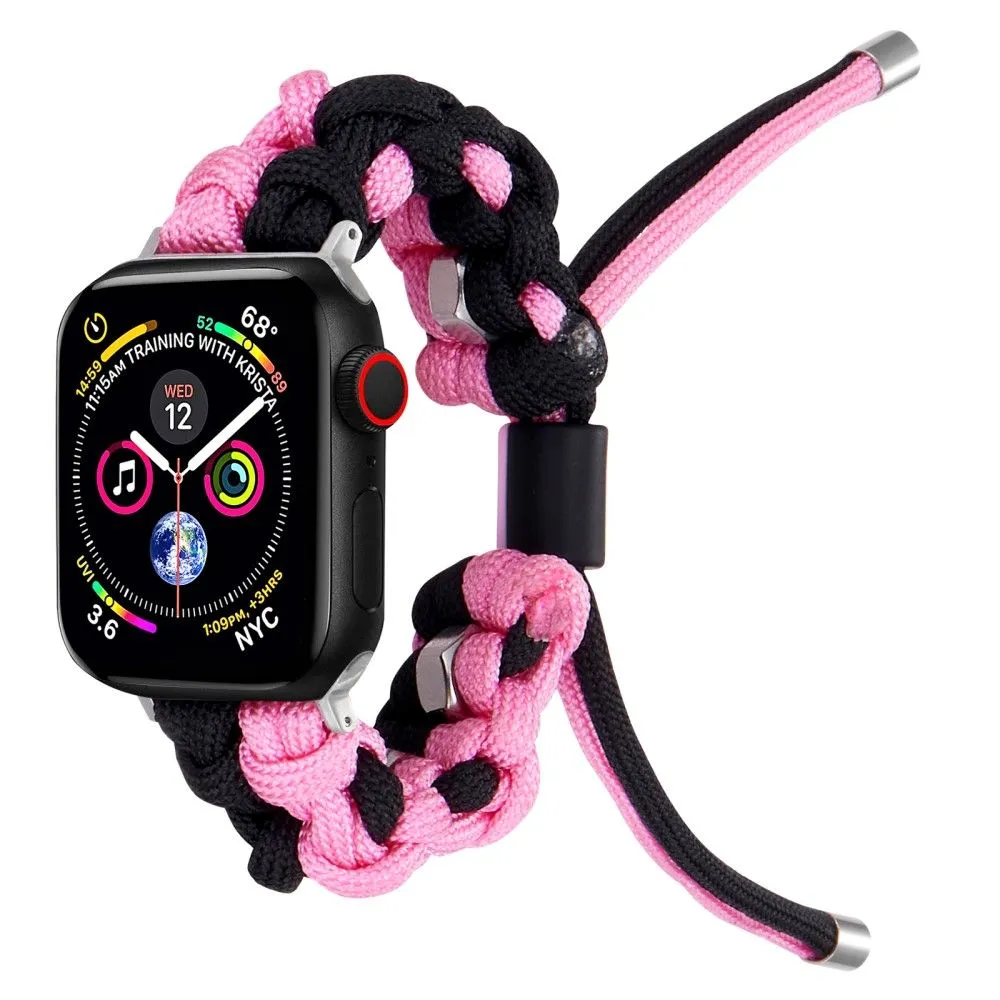 Apple Watch (45mm) unique nylon watch strap - Black / Pink