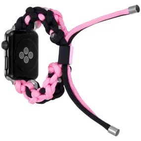 Apple Watch (45mm) unique nylon watch strap - Black / Pink