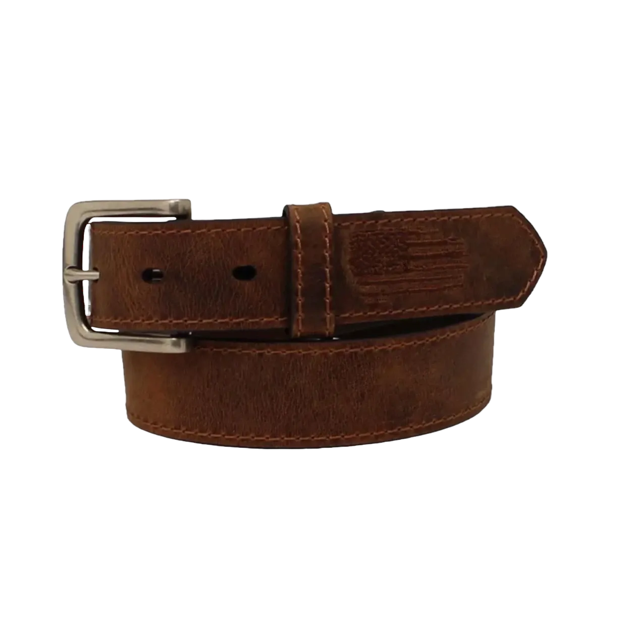 Ariat Boy's Stitched American Flag Brown Leather Belt