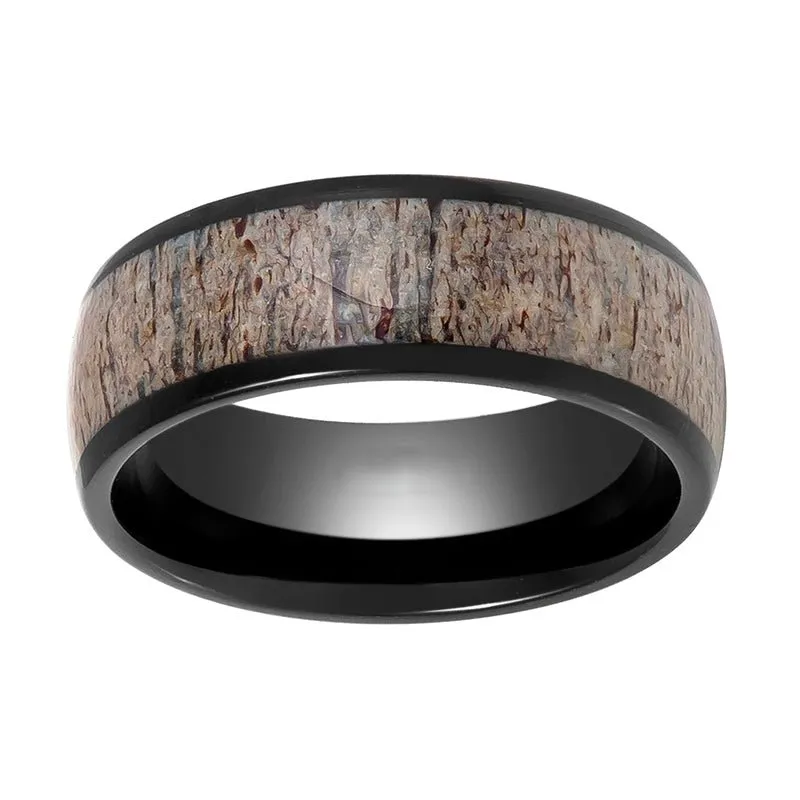 ARNEB | Tungsten Ring Deer Antler Inlay