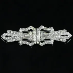 Art Deco Silver Paste Brooch Double Clip Circa 1930