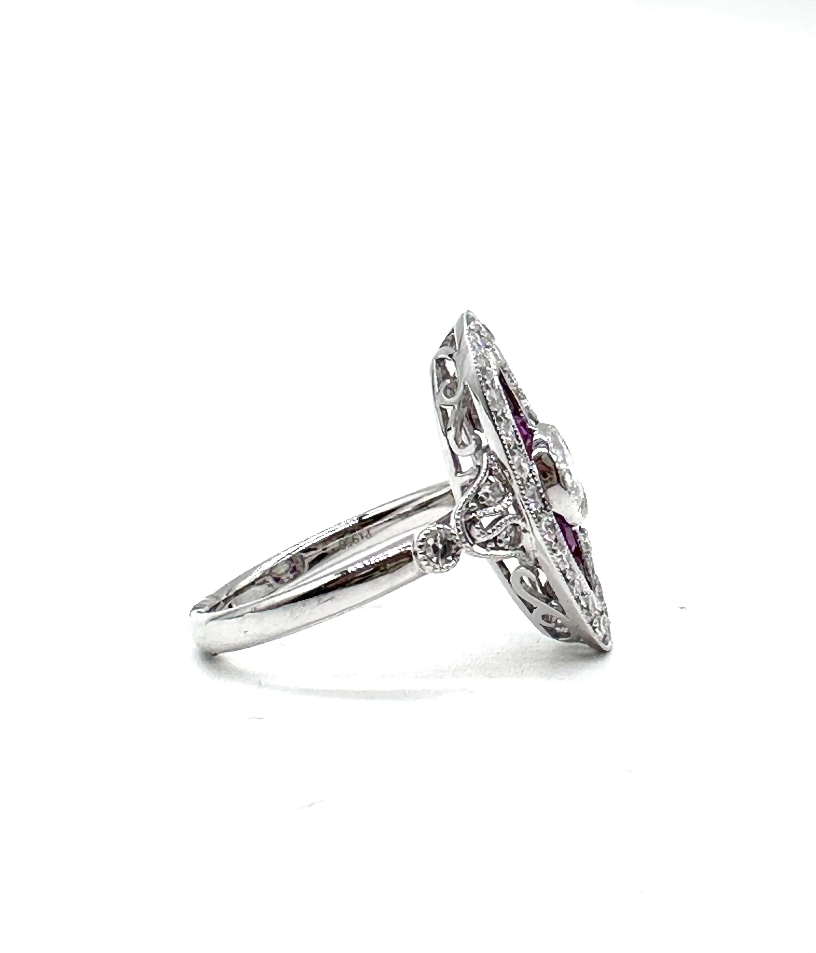 Art deco style Ruby and diamond ring