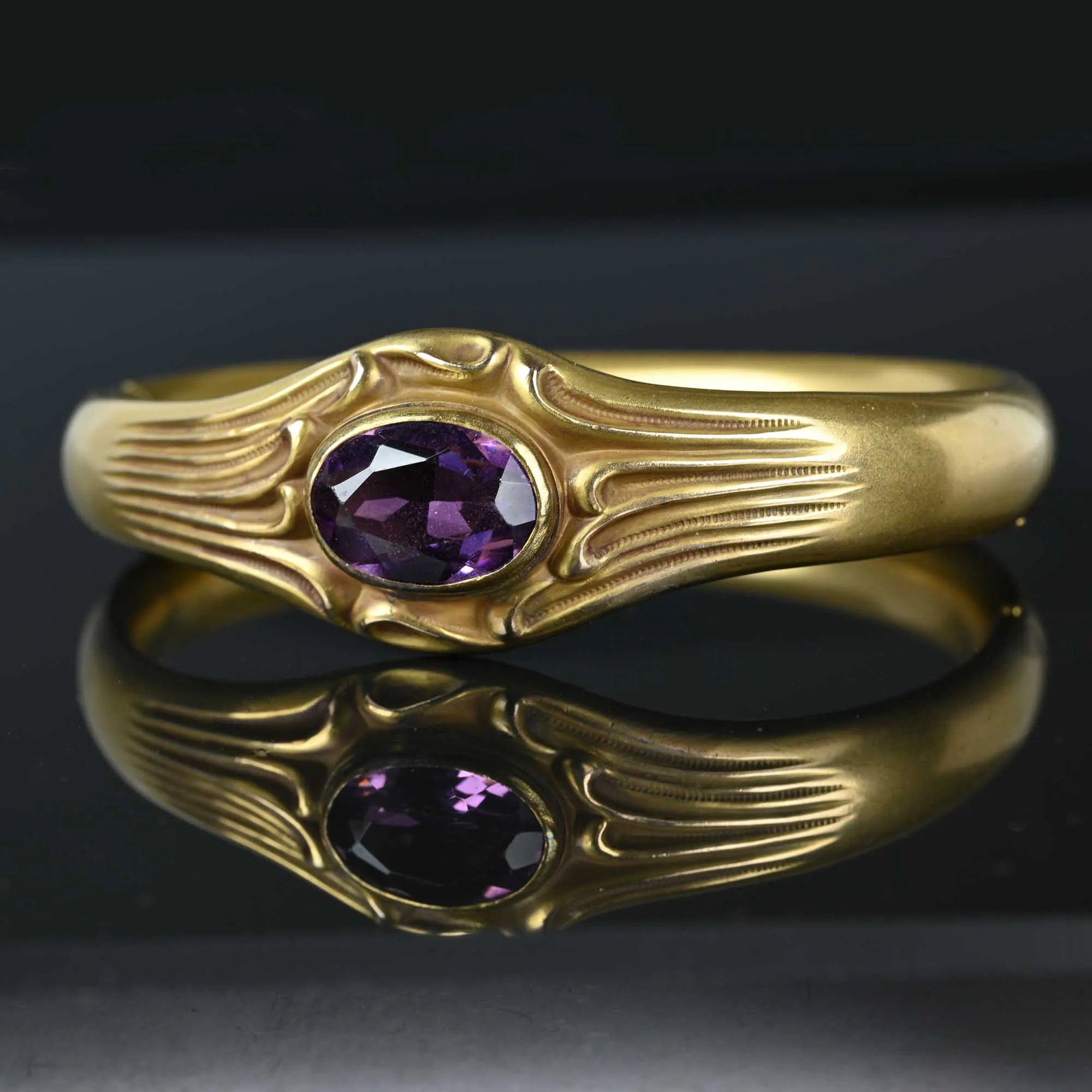 Art Nouveau 14K Gold Fill Simulated Amethyst Bracelet