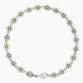 Assorted Daisy Sterling Silver Chain Bracelet