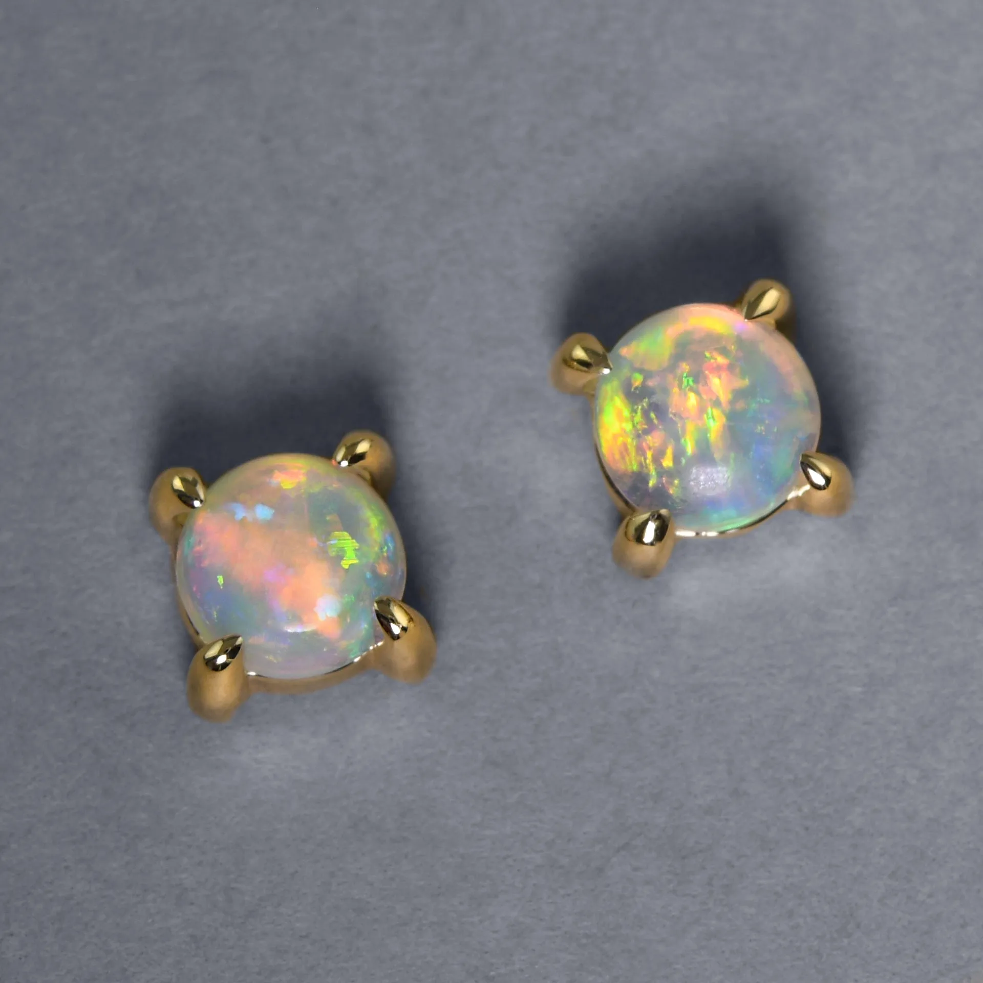 Australian Opal Studs In Gold