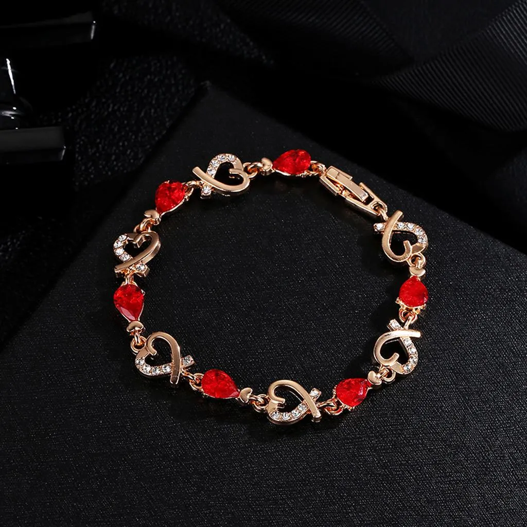 Austrian Crystal Fashion Heart Chain Bracelet