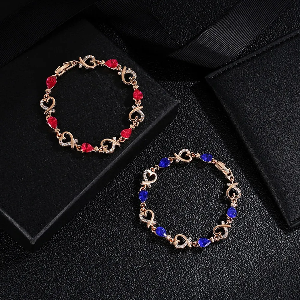 Austrian Crystal Fashion Heart Chain Bracelet