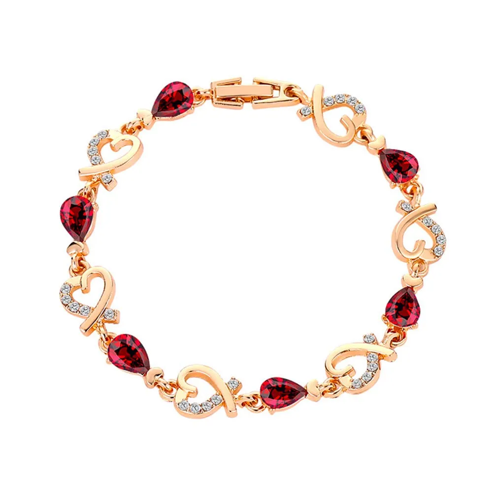 Austrian Crystal Fashion Heart Chain Bracelet