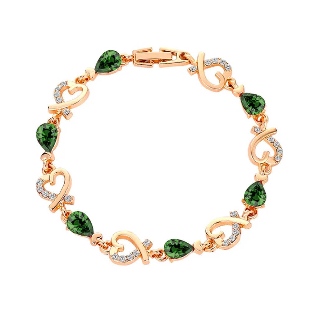 Austrian Crystal Fashion Heart Chain Bracelet