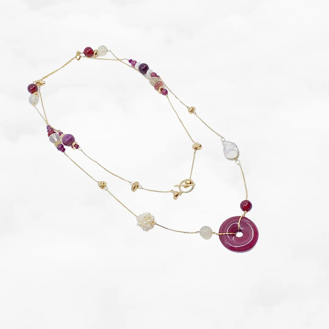 Autumn Long Gemstone Long Necklace