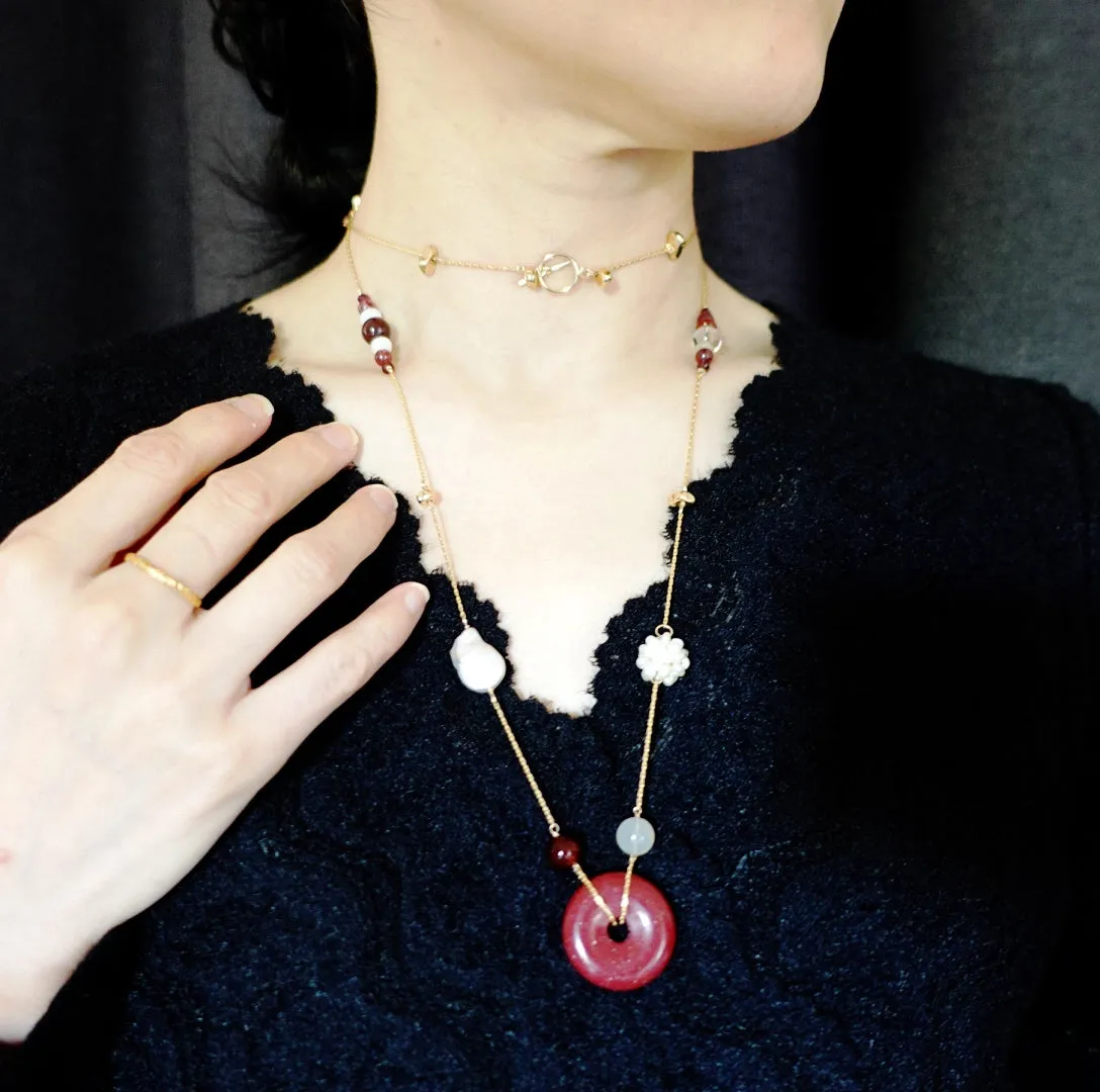 Autumn Long Gemstone Long Necklace