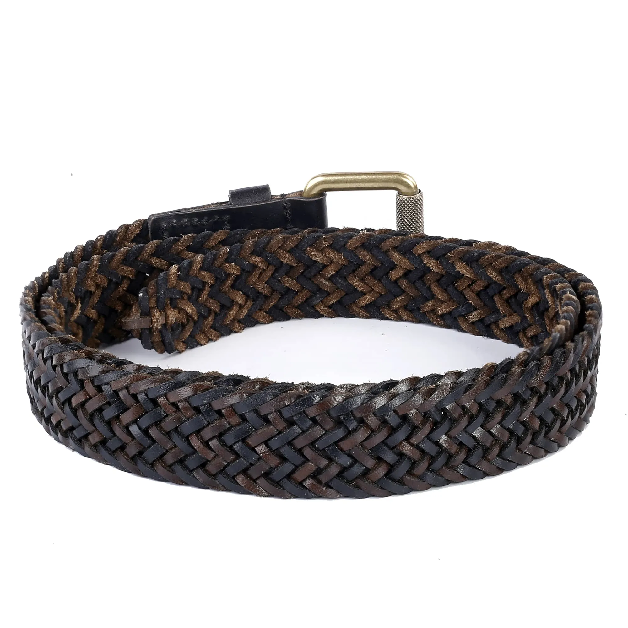 Bacca Bucci Genuine Handmade Braided Leather Belt with Roller Buckle for Men