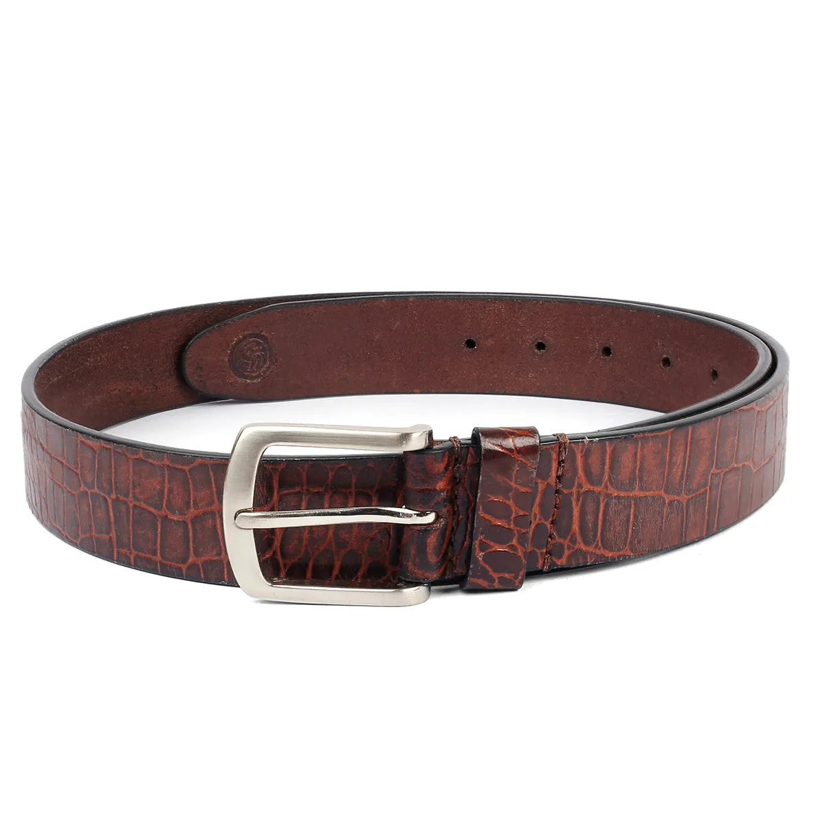 Bacca Bucci Smooth Grain Leather with Croco Embossed Belt for Men