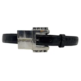 BARRY KIESELSTEIN-CORD Vintage Alligator Belt with Sterling Silver Buckle - Black