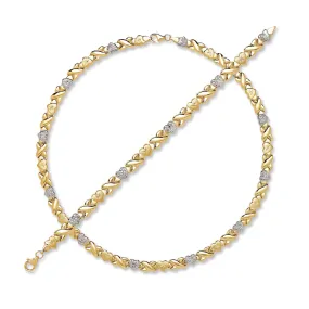 Better Jewelry 10K Yellow Gold "XO" Set (Bracelet   Necklace)