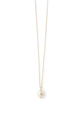 Bezel Wrapped Pearl Drop Necklace