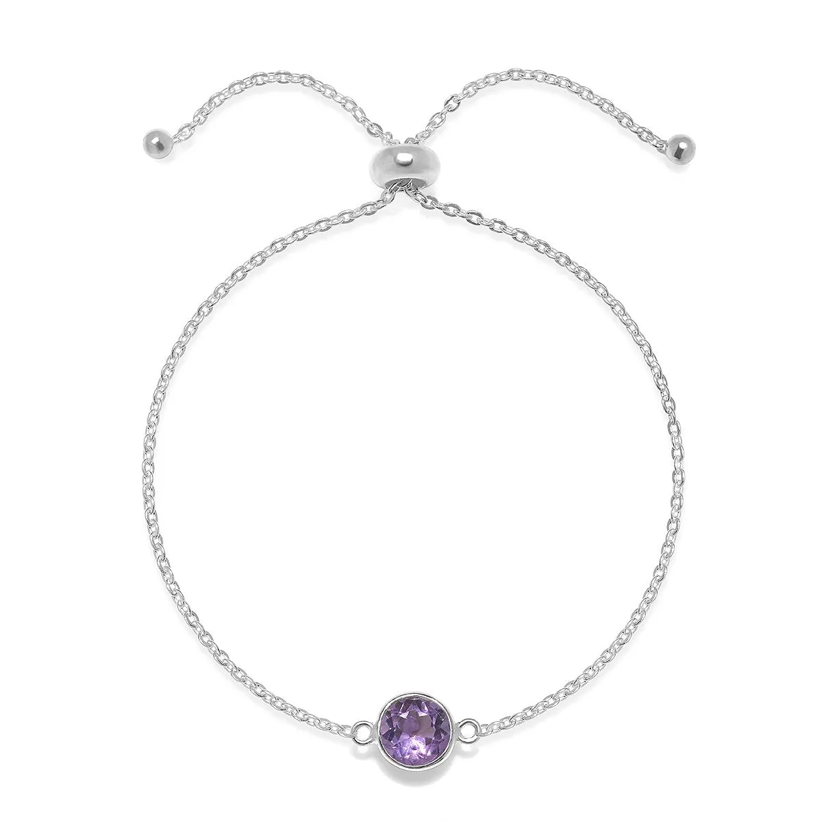 Birthstone Solitaire Bracelet-February Amethyst