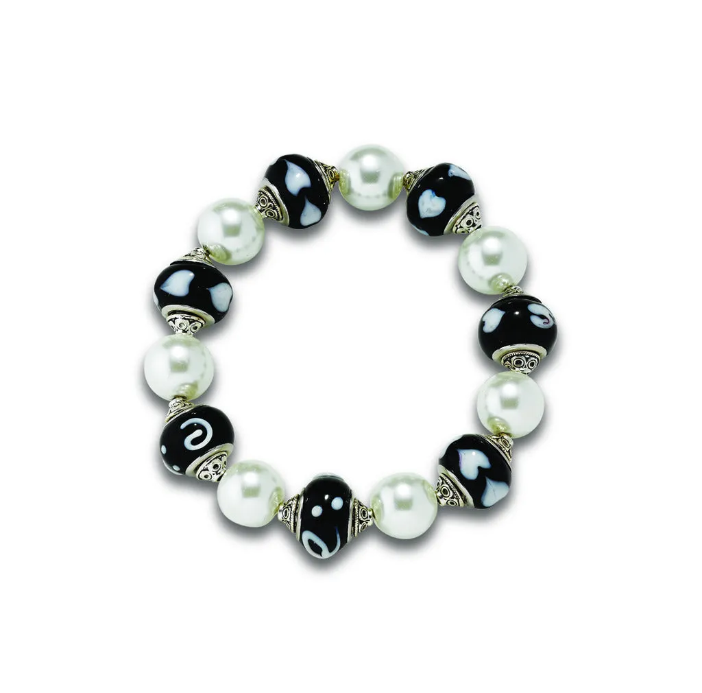 Black & White Lampwork Stretch Bracelets