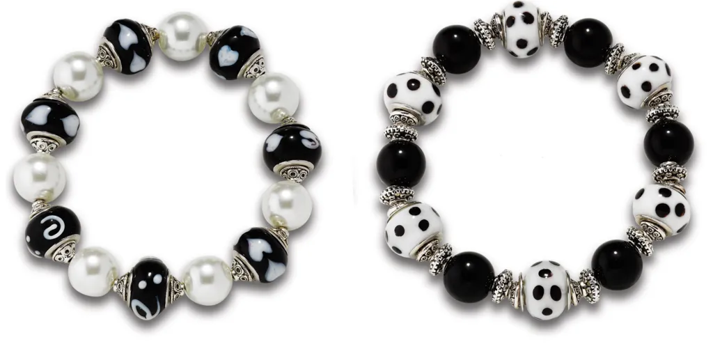 Black & White Lampwork Stretch Bracelets