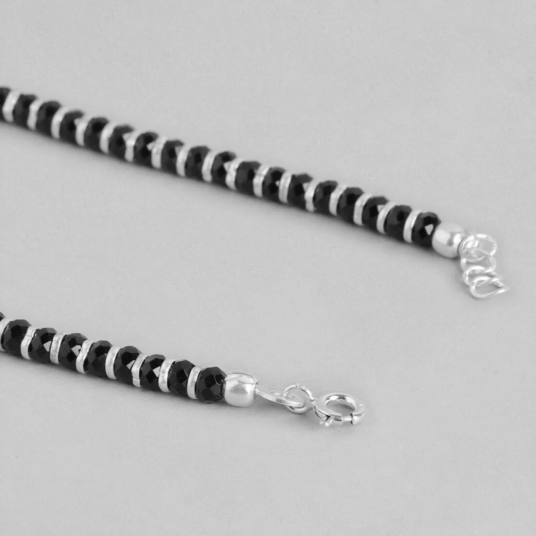 Black Nazariya 925 Sterling Silver Anklets in Silver Chain