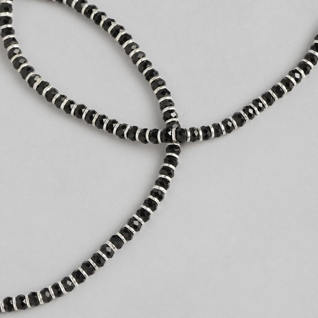 Black Nazariya 925 Sterling Silver Anklets in Silver Chain