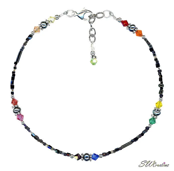 Black Rainbow Pearl Bali Beaded Anklet