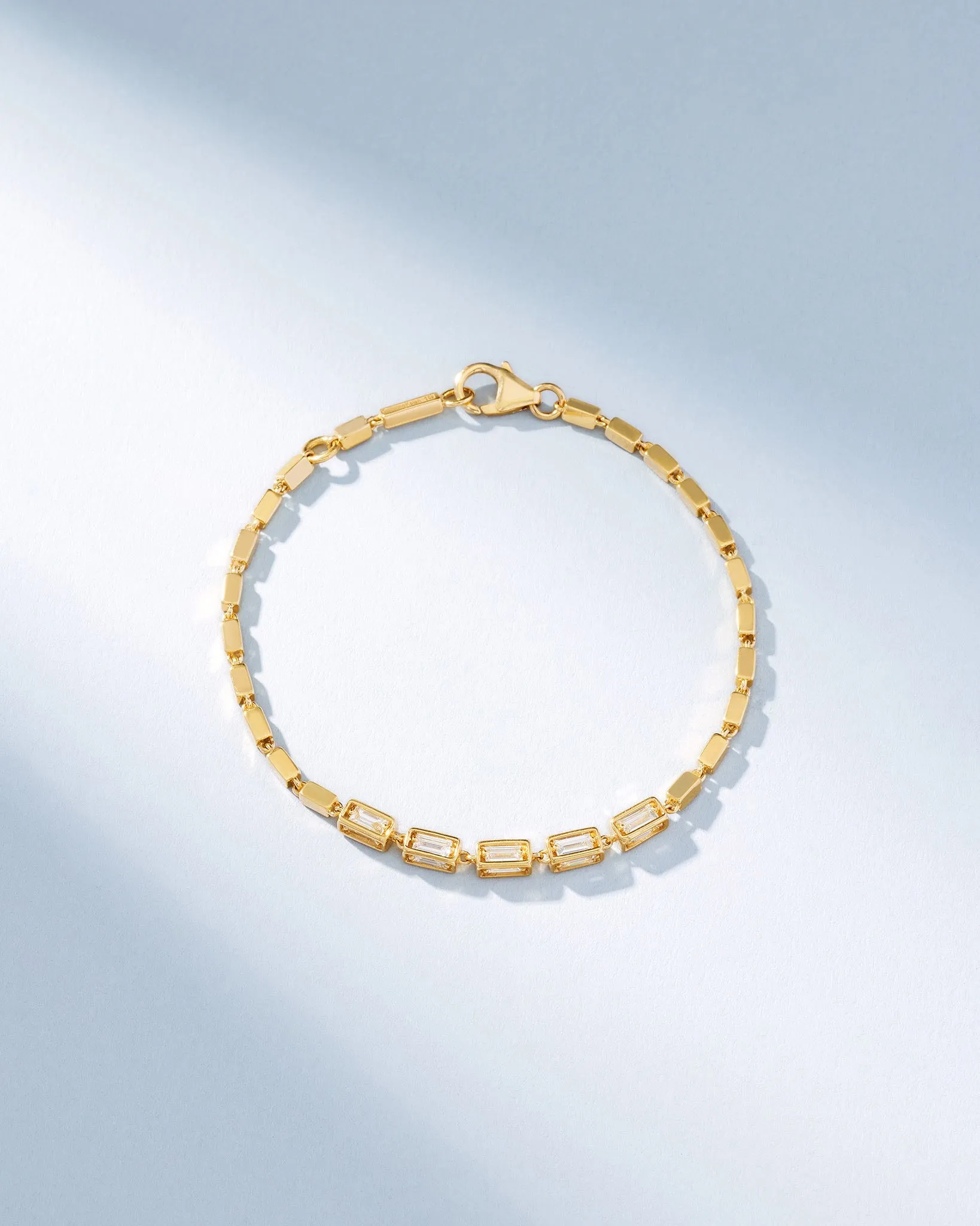 Block-Chain Multi-Diamond Medium Bracelet