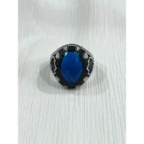 Blue Azurite Sterling Silver Mens Islamic Ottoman Ring