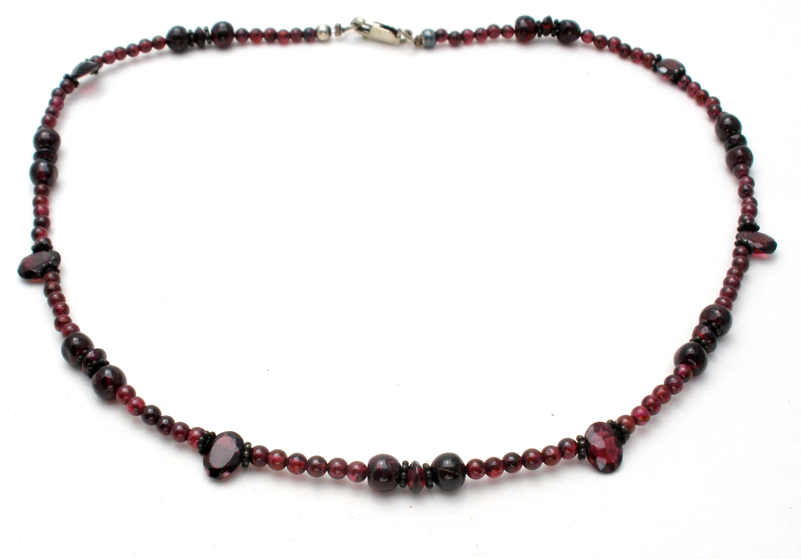 Bohemian Garnet Bead Necklace 17" Vintage