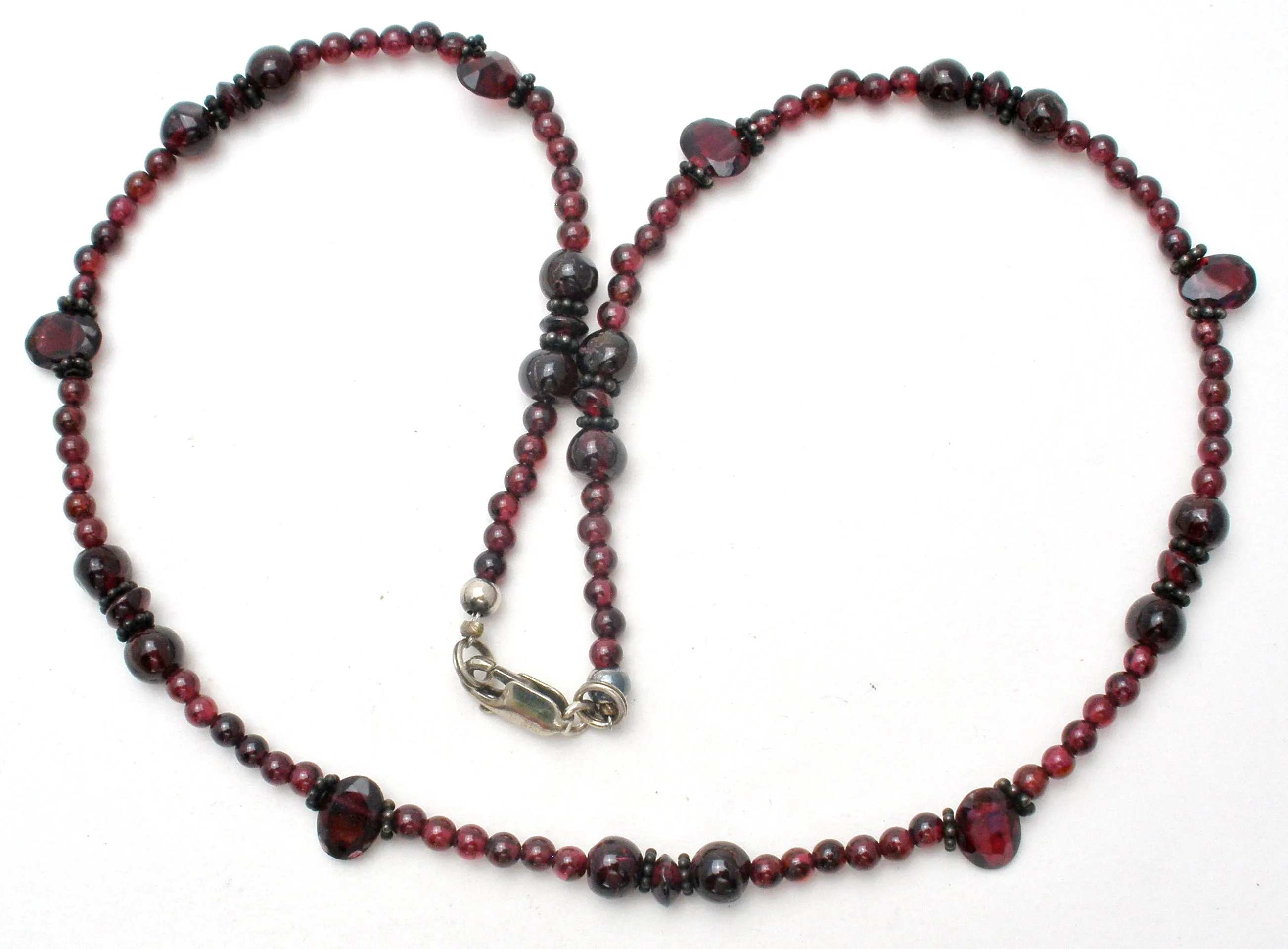 Bohemian Garnet Bead Necklace 17" Vintage