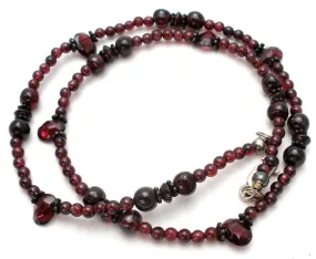 Bohemian Garnet Bead Necklace 17" Vintage