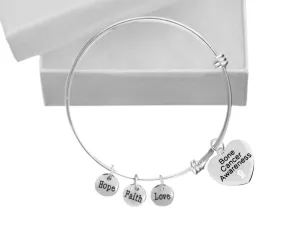 Bone Cancer Heart Awareness Inspirational Charm Retractable Bracelets