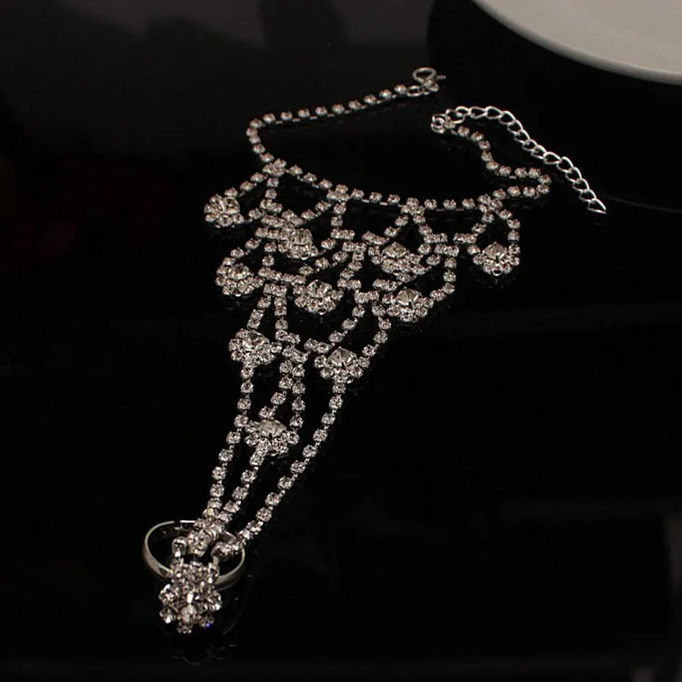 Bridal beach rhinestone anklet