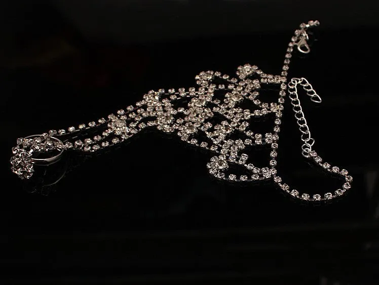 Bridal beach rhinestone anklet