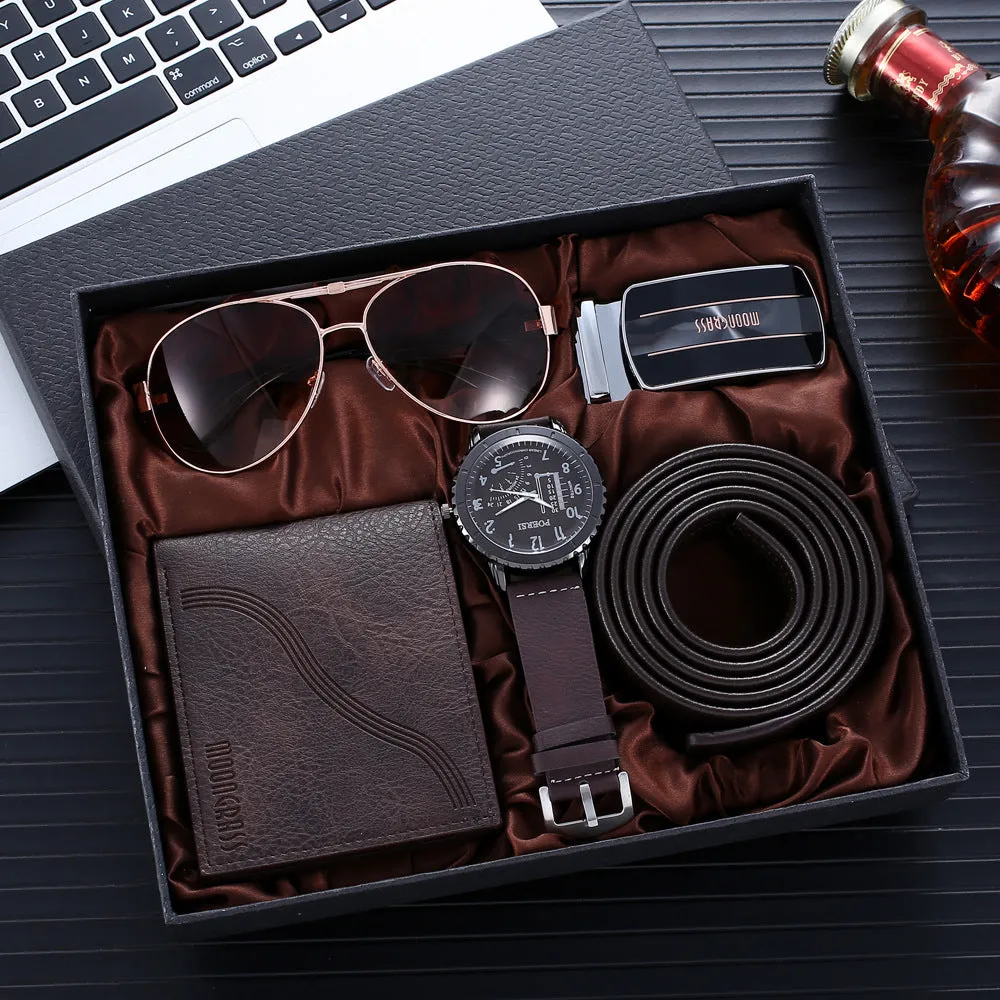 Business Gift Set Wallet Belt Waist Belt Glasses Watch