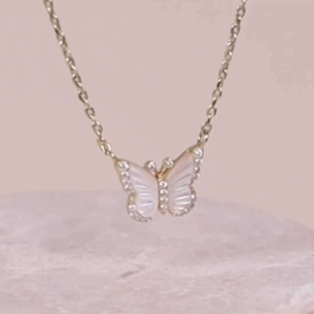 Butterfly Pearl & Gold Necklace