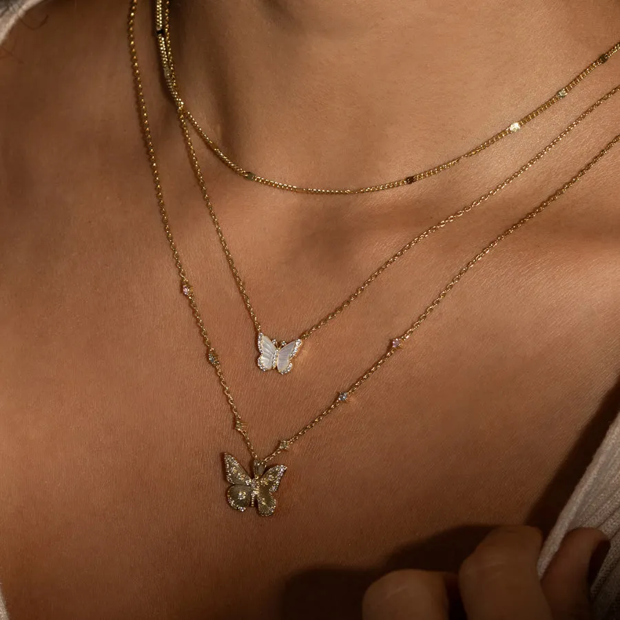 Butterfly Pearl & Gold Necklace