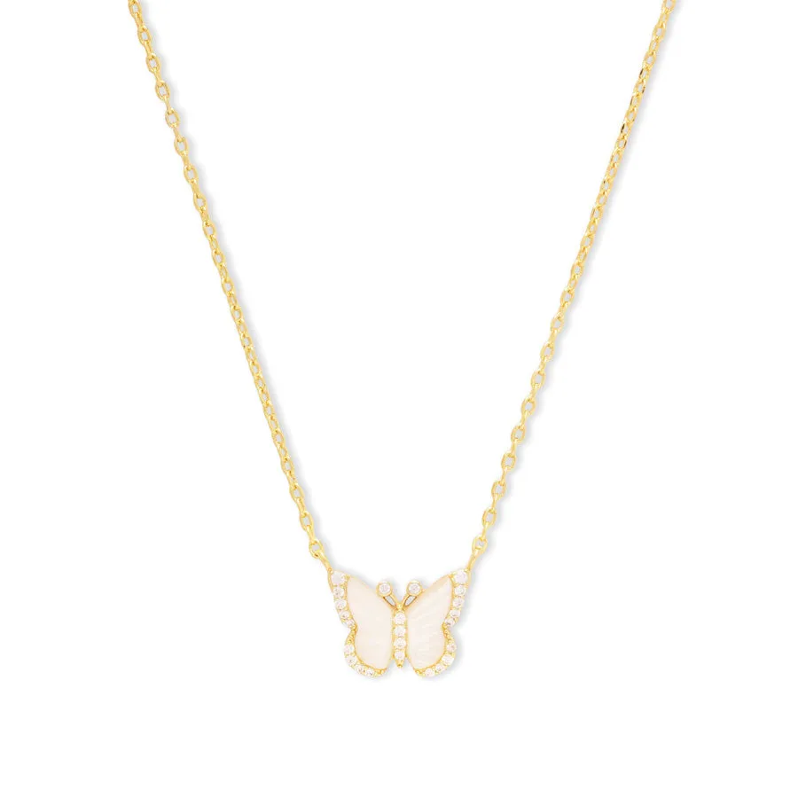 Butterfly Pearl & Gold Necklace