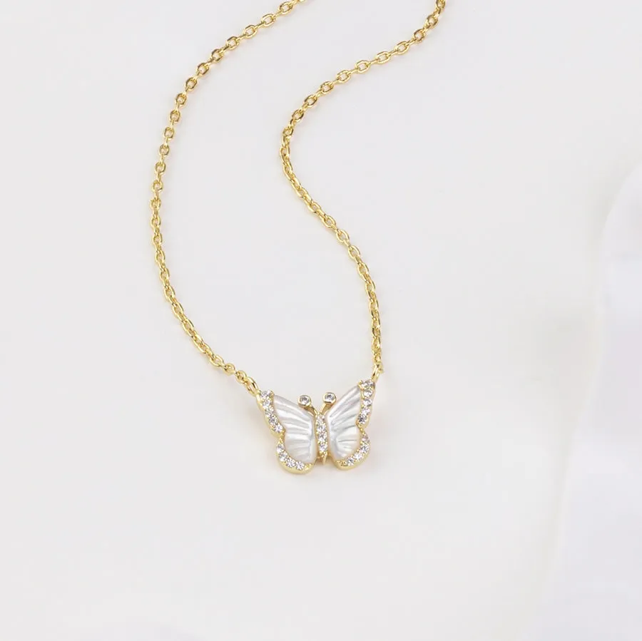 Butterfly Pearl & Gold Necklace