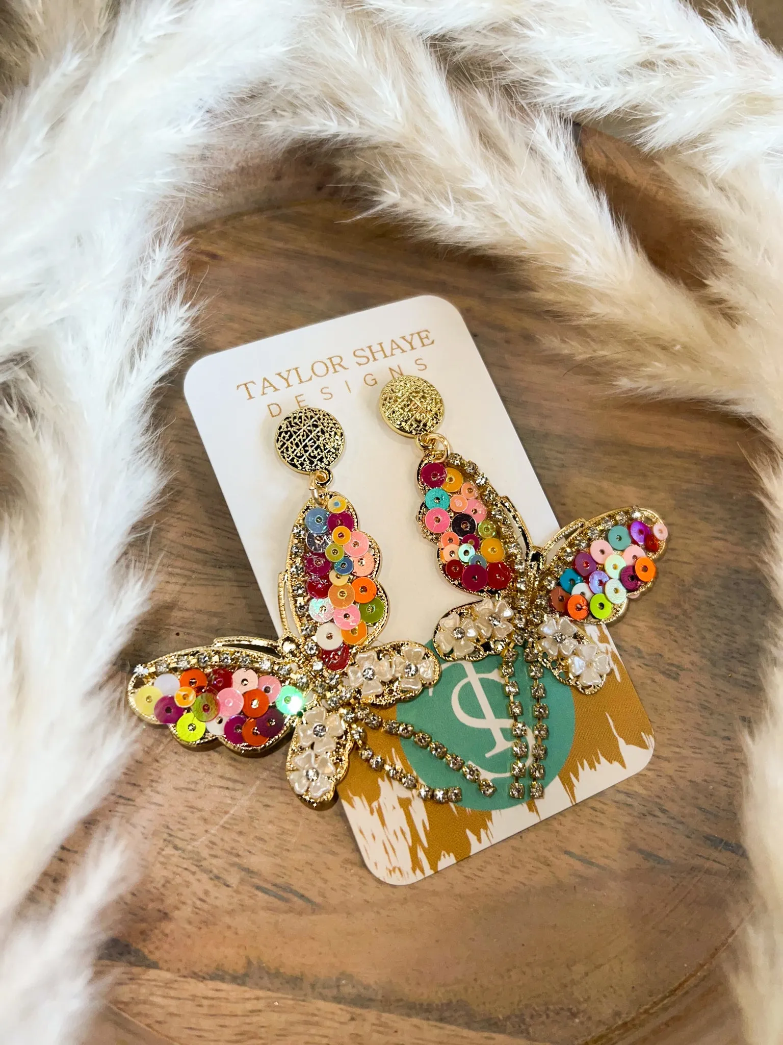 Butterfly Sequin Drop Earrings