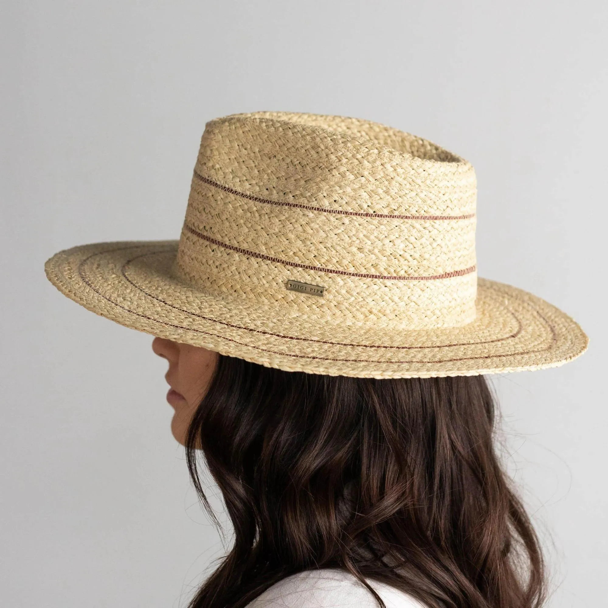 Camila Fedora - Natural with Stripes