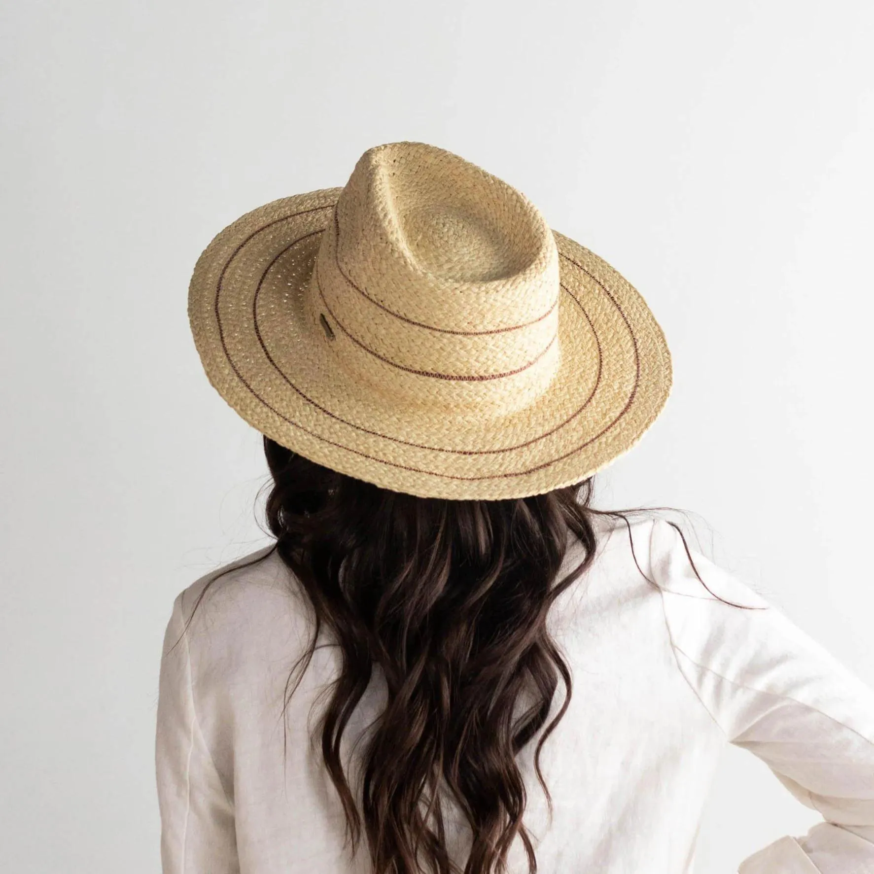 Camila Fedora - Natural with Stripes