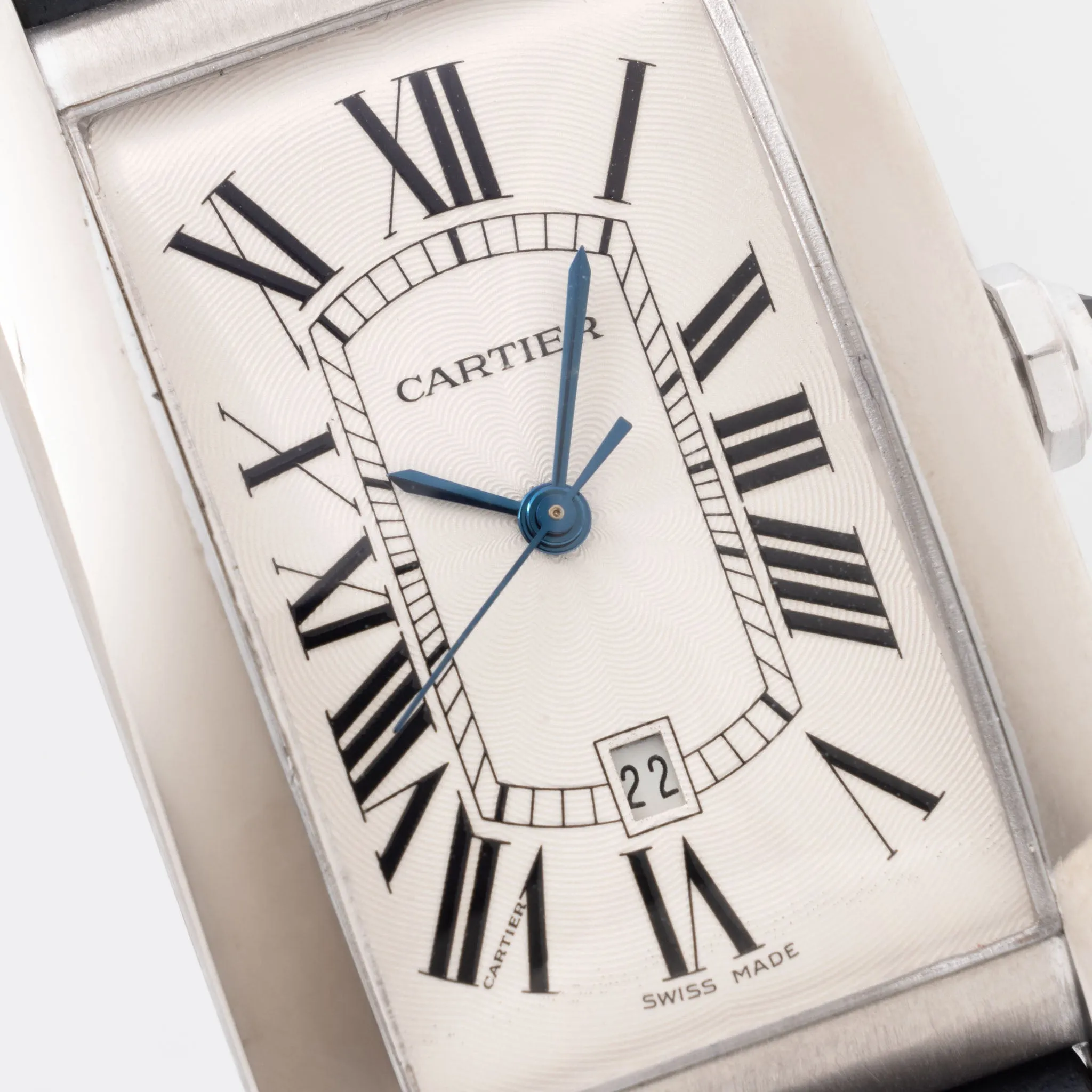 Cartier Tank Américaine in 18k White Gold Ref. 1741 White Guilloché Dial