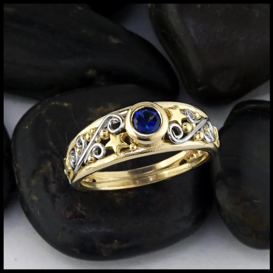 Celestial Frame Ring with Sapphire