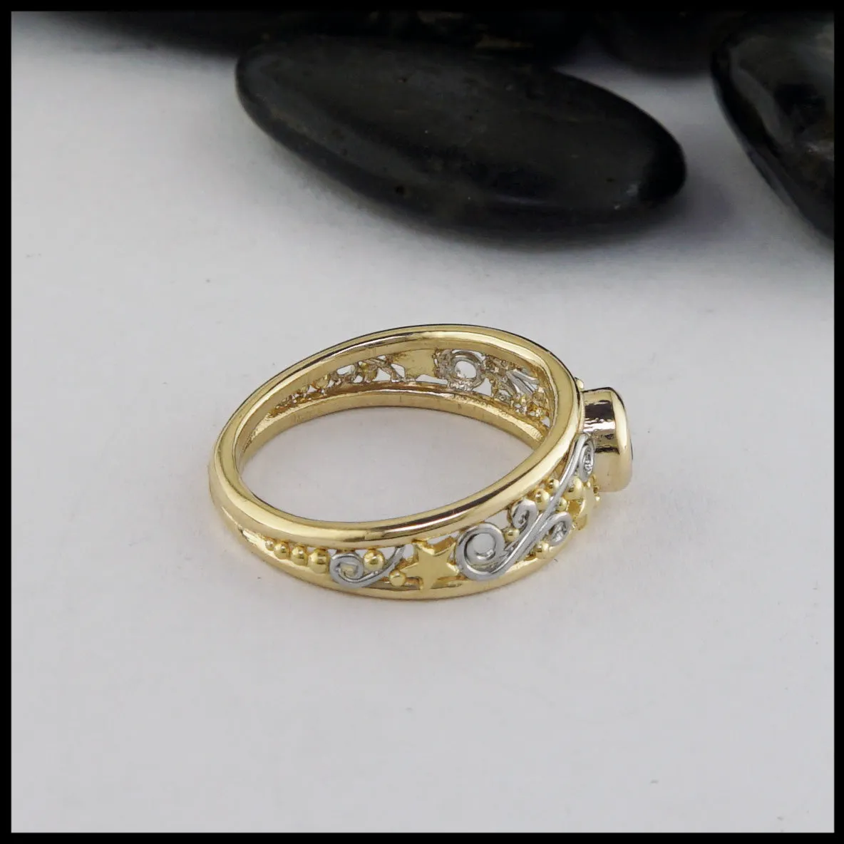 Celestial Frame Ring with Sapphire