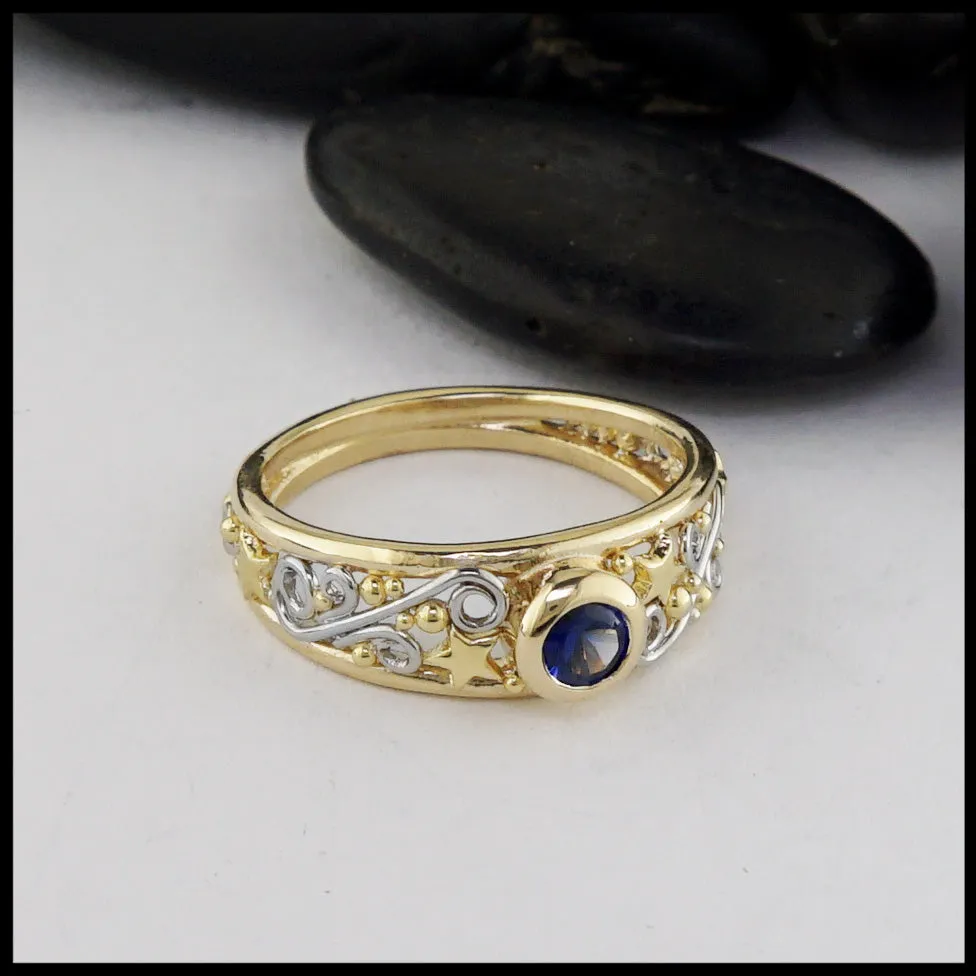 Celestial Frame Ring with Sapphire