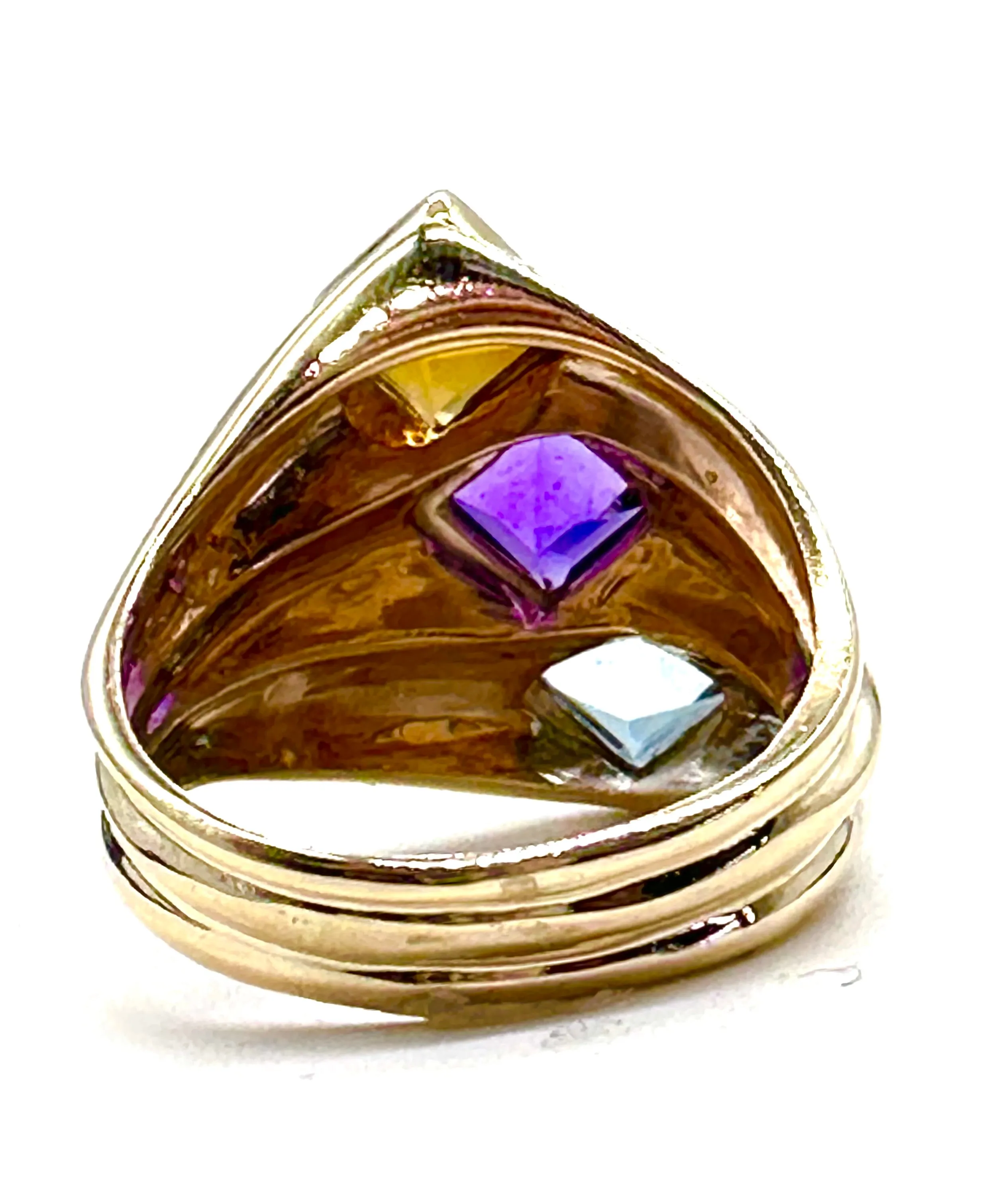 Citrine, amethyst and aquamarine ring