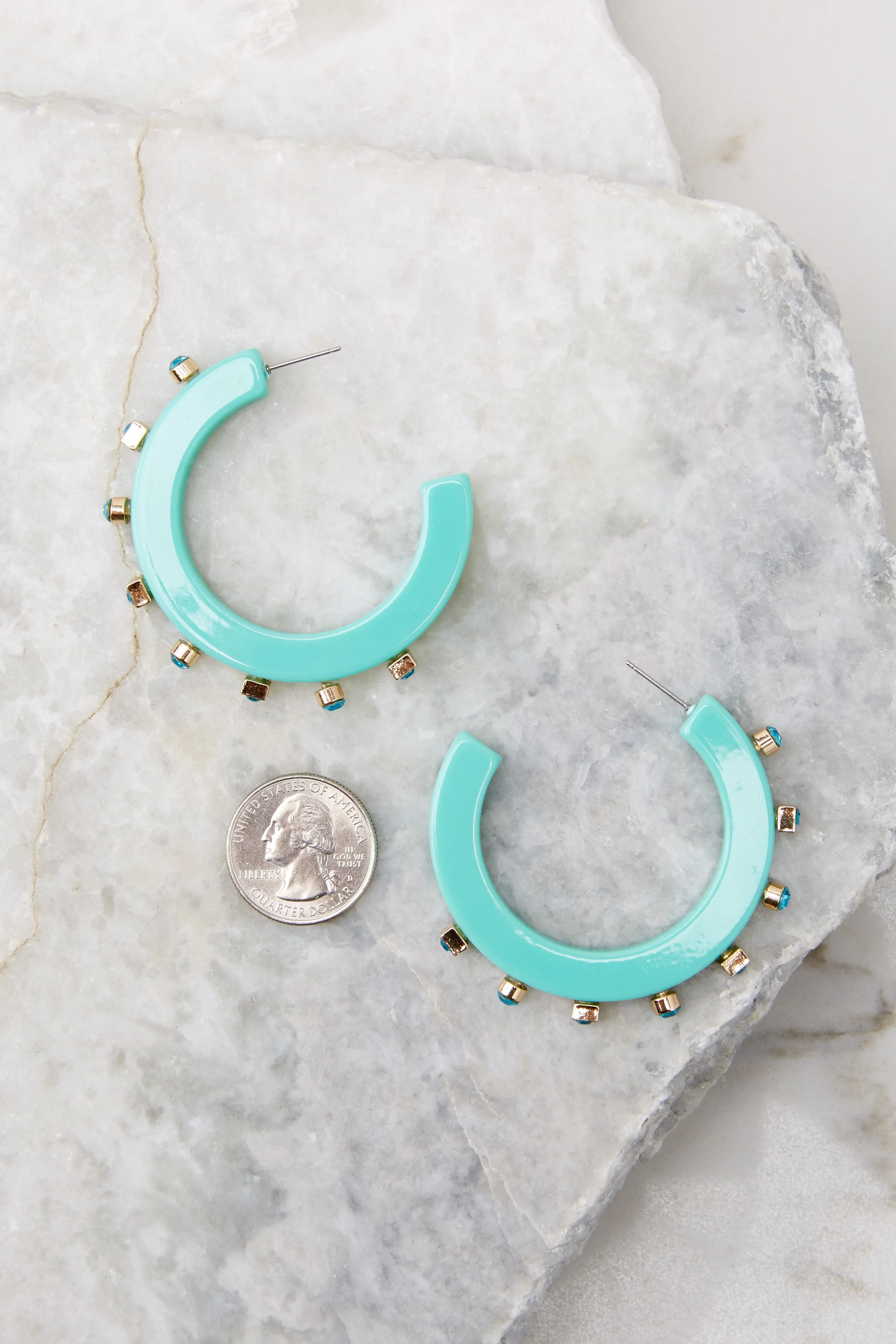 City Girl Turquoise Jewel Hoop Earrings