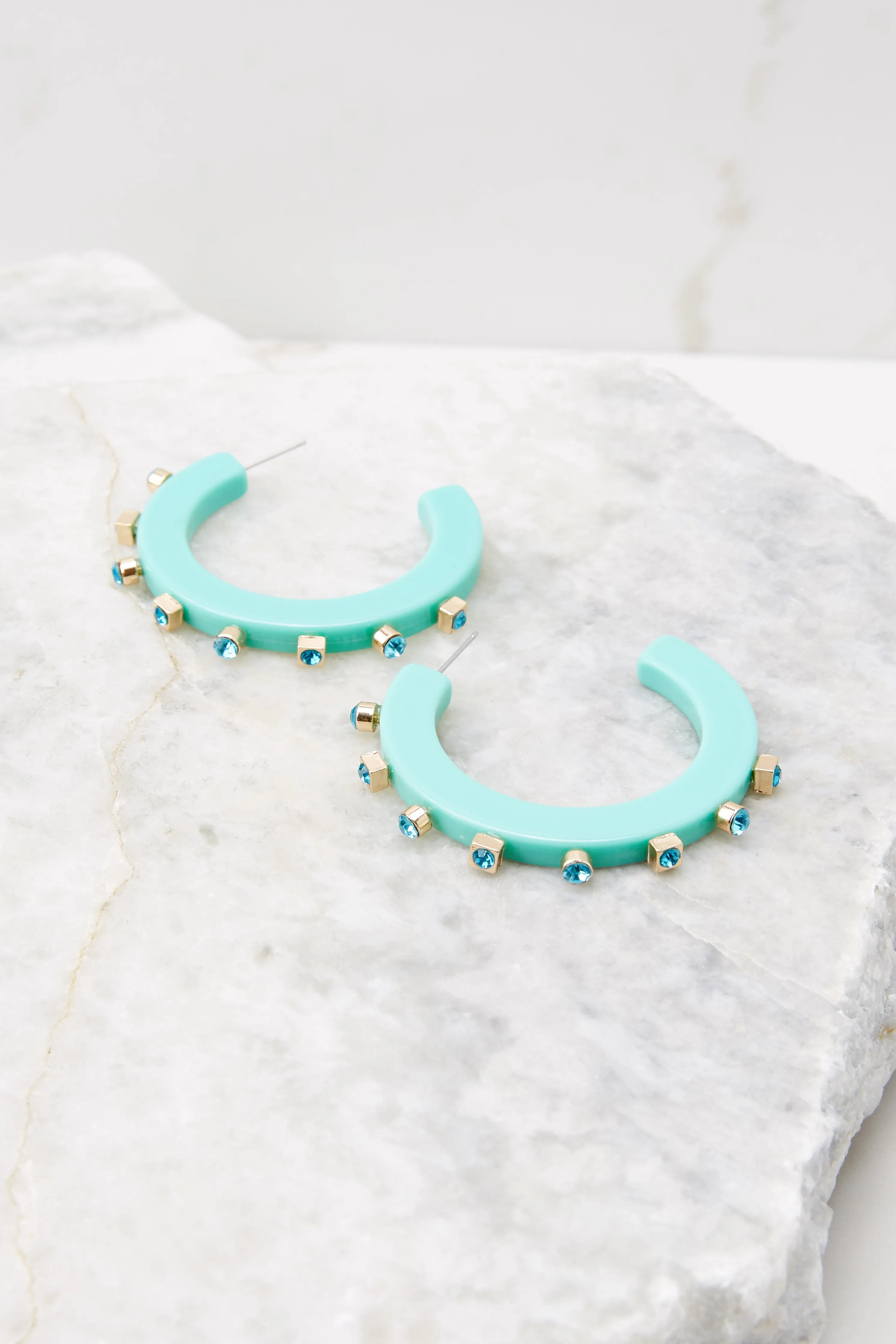 City Girl Turquoise Jewel Hoop Earrings